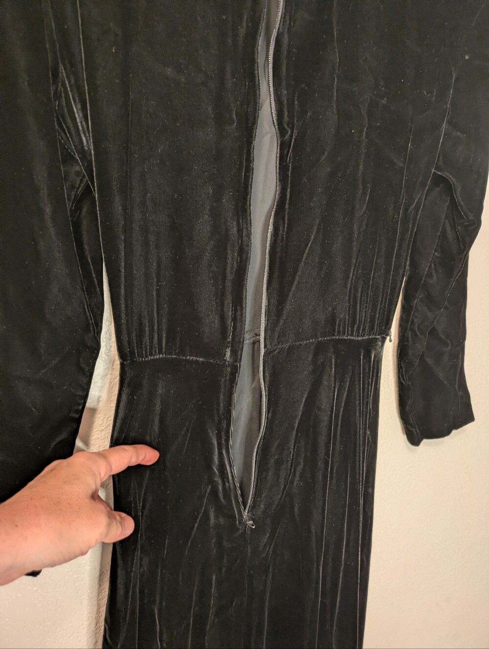 Vintage 80s Ricki Lang for Nuit Black Velvet Full Circle Skirt Maxi Dress ILGWU - Picture 6 of 12